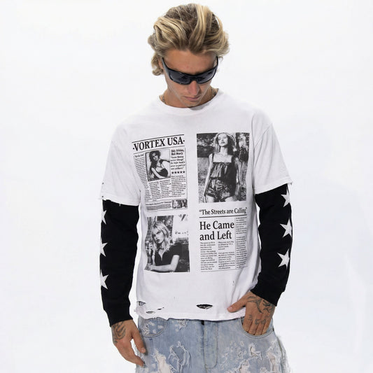 Tabloid layered Long Sleeve