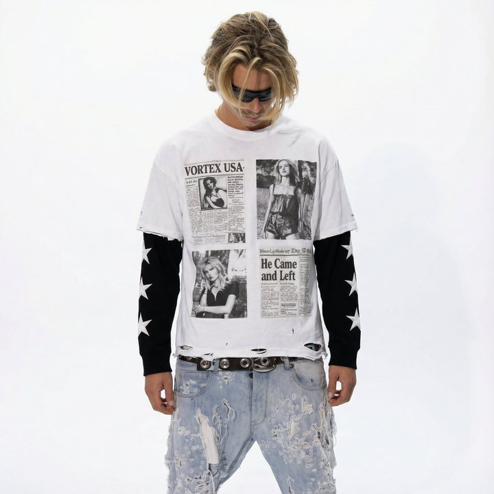 Tabloid layered Long Sleeve